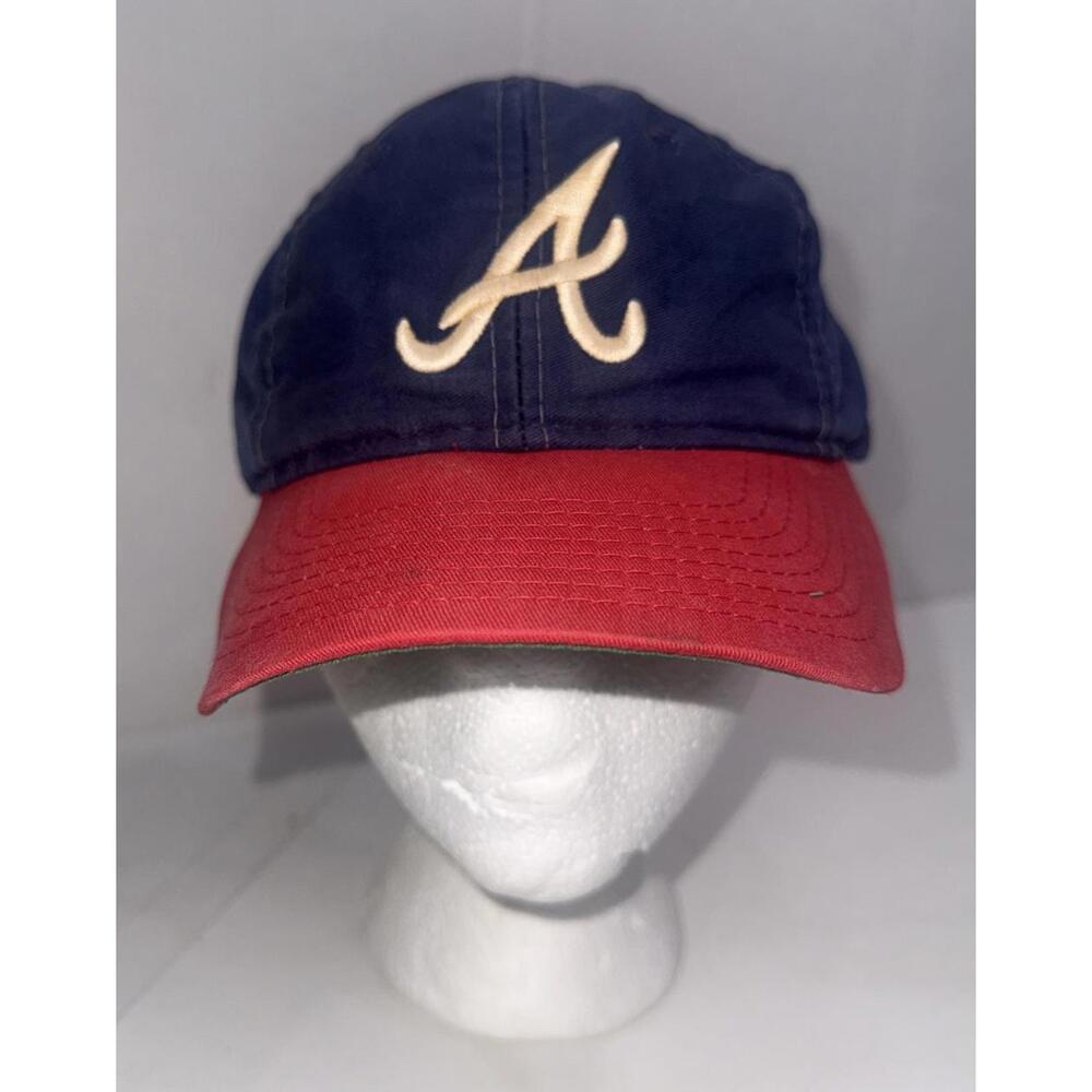 VINTAGE Atlanta Braves Cap Snap Back Blue Red Drew Pearson Sof’Bill MLB 90s‎ Hat